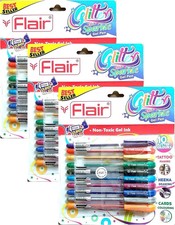 Xtra Sparkle Glitter Gel 10 Colours Pen by Flair 3 3 Pack