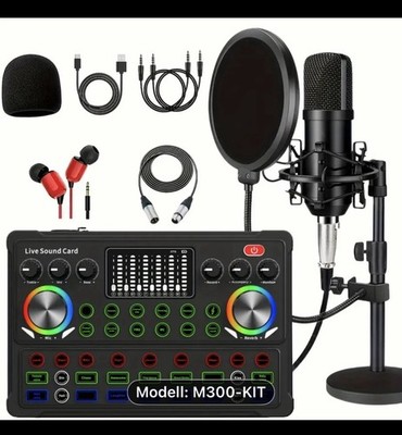 Podcast Mikrofon Bundle mit Audio Interface & Mischpult Perfekt für Live Streami