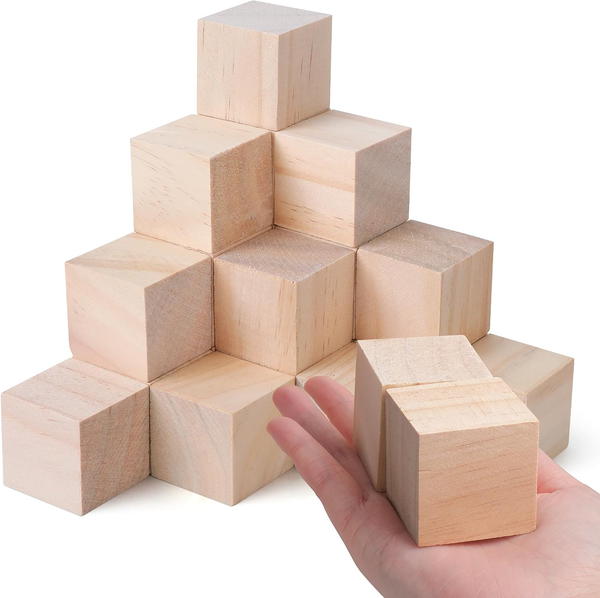 Sosmar 12 StüCk 50X50X50Mm Blanko WüRfel Bastel Holz HolzwüRfel 5Cm HolzklöTzche-image