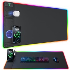 4-in-1 RGB Gaming Mouse Pad with Wireless Charging  Phone Stand, 31.5"x15.8"...