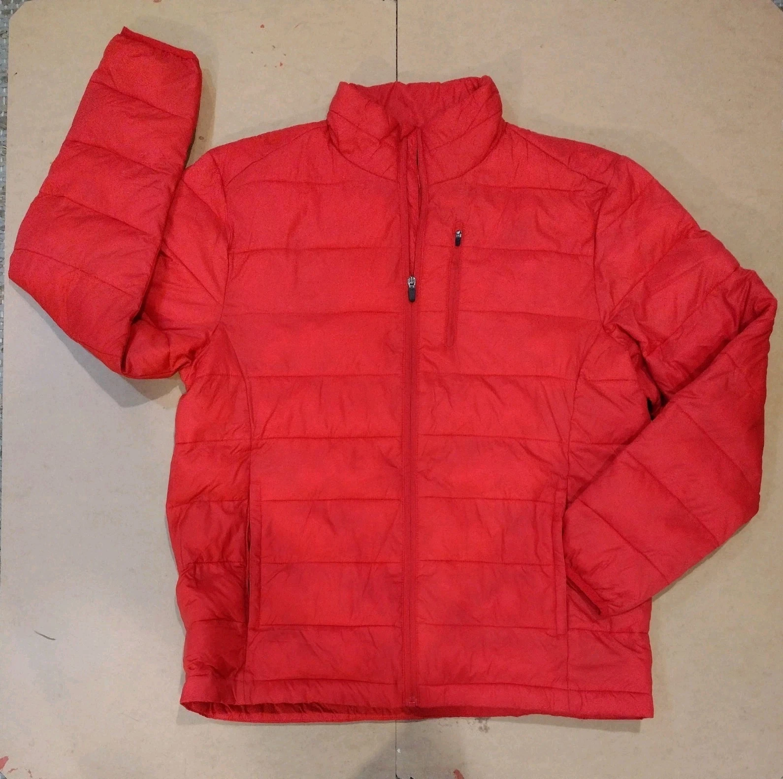 Men's Red ST. JOHNS BAY Packable RedvPuffer Jacket Size Large Full Zip