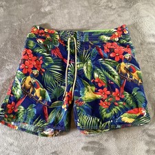 Polo Ralph Lauren Swim Trunks Shorts Mens 34 Blue Tropical Parrot Floral