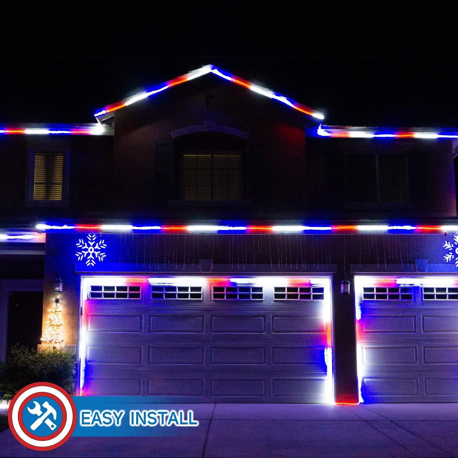 Patriotic Rope Lights Red White Blue for Independence Day 4th of July