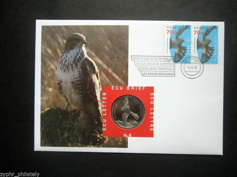 Países Bajos - “BIRDS OF PRESY” ECU Carta / Cubierta de moneda PNC 1995 Foto 2 de 4