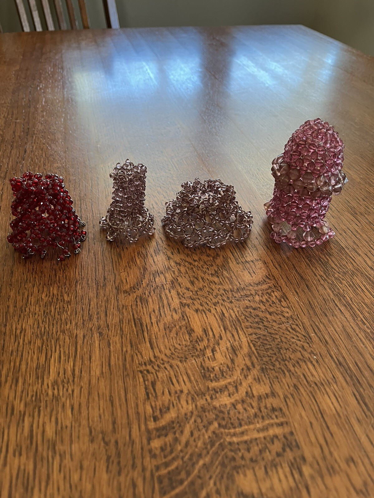 Lot of 4 Different Vintage Beaded Light Bulb Covers Pink Purple LOOK