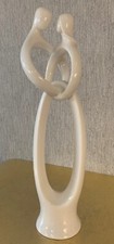 CIRCLE OF LOVE FIGURE  INSEPARABLE MAN & WOMAN  ENESCO WHITE PORCELAIN LARGE