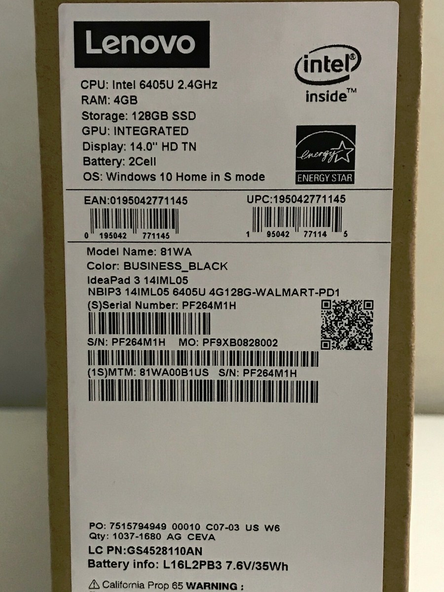 Lenovo IdeaPad 3 81WA00B1US 14
