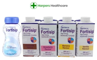 case of 24 x 200ml Nutricia Fortisip High Energy choose flavour free p+p