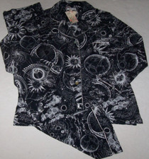 NWT Johnny Was BLACK/WHITE/SILVER Carly ARTSY OUTER SPACE Soft Knit Pajama Set M