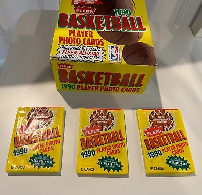 1990 FLEER Lot of 45 Vintage NBA Basketball Cards in Sealed Packs MJ PULLS?🔥