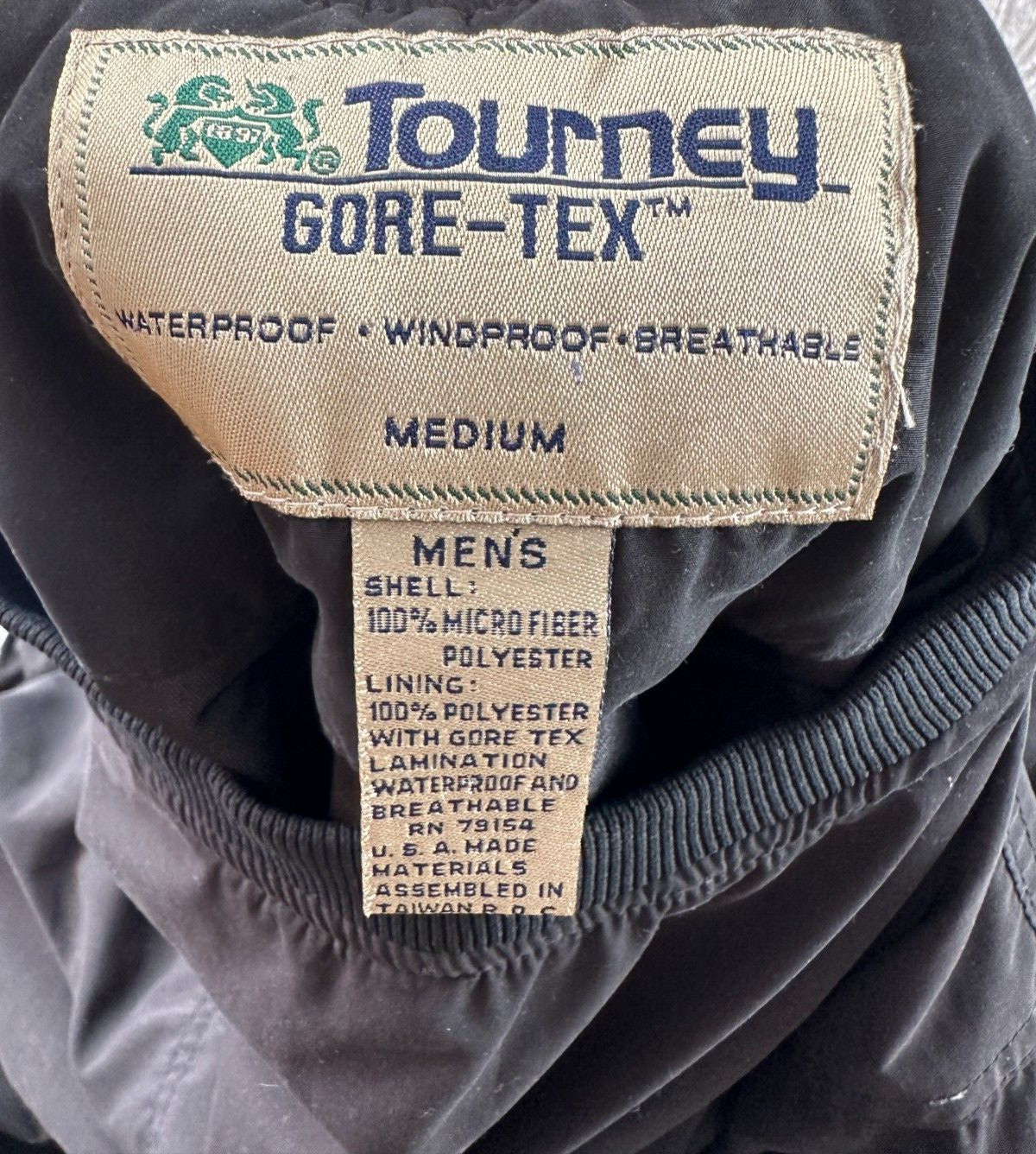 Tourney Gore-Tex Pullover Jacket Mens Size Med Black windbreaker golf Black
