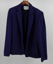Vintage Bloomingdale's Blazer Size 12 Deep Purple Pure Wool Relaxed Fit Used F2