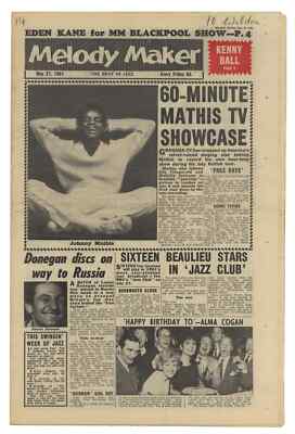 Melody Maker May 27, 1961 Johnny Mathis Lonnie Donegan Bruce Turner Kenny Ball