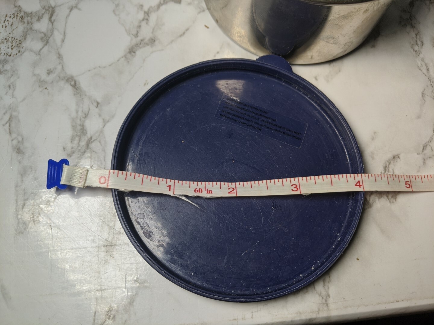 Pottery Barn Kids Stainless Steel Lunch Container BOWL + LID Blue Metal 4" wide