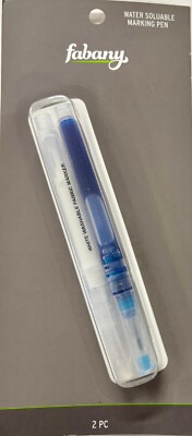Fabany Water Soluble Marking Pen ~ 2 Pk Blue/White ~ Use on Light & Dark Fabrics
