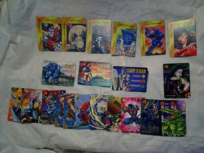 1995 21-MARVEL OVER POWER GAME CARDS,punisher,elektra,psylocke,silver surfer