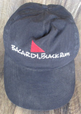 Vintage Bacardi Black Rum Black Nylon SnapBack Hat- Embroidered 12