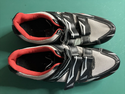 Venzo Black and Gray Cycling Shoes Venzo MX Road Hook And Loop Athletic Cycling Shoes Mens Gray  main image 4