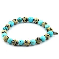 Mineralien Und Edelsteine. Armband Perlen TüRkis Howlit + Jaspis Dalma