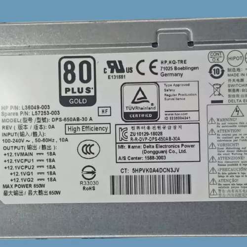 For HP Z2 G4 Workstation Power Supply L36049-003 L57253-003 DPS-650AB-30A 650W - Picture 2 of 4