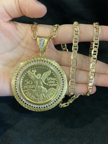 Gold PLATED 50 Pesos Mexican Coin CZ 