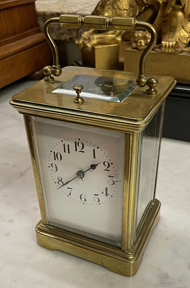 Reloj carro repetidor de latón Harris & Harrington francés siglo XIX Foto 3 de 4