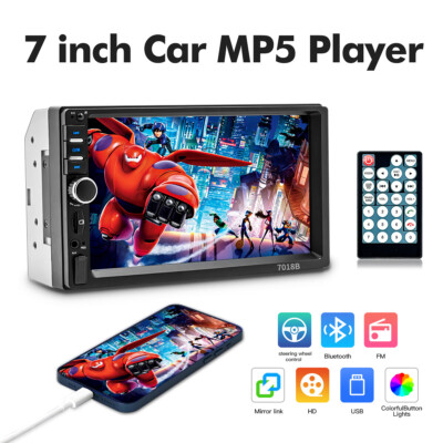 7'' Double DIN Car MP5 Player FM Bluetooth Touch Screen USB Stereo