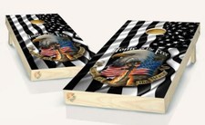 American Flag Black White Patriotic Cornhole Board Vinyl Wrap Laminated Decal