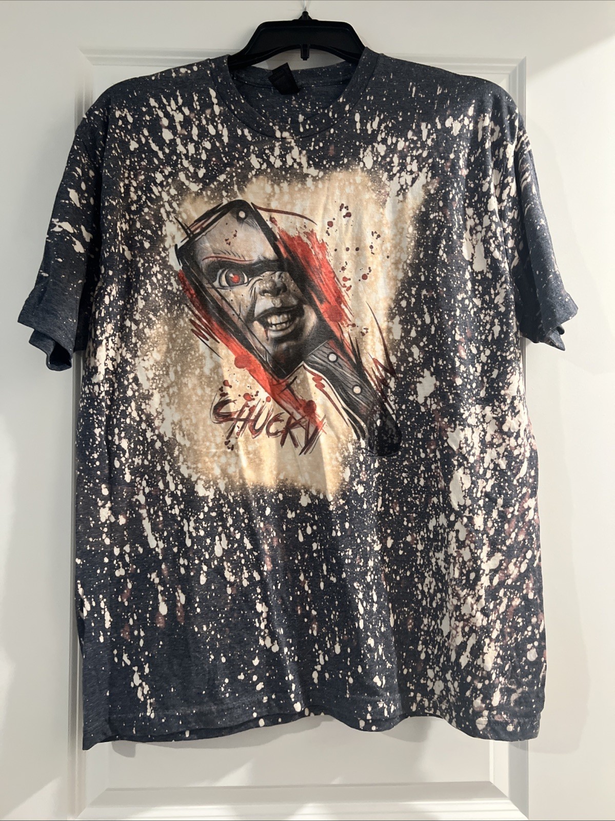 Gildan Soft style Size XL Grey Bleached Chucky Sublimation T Shirt