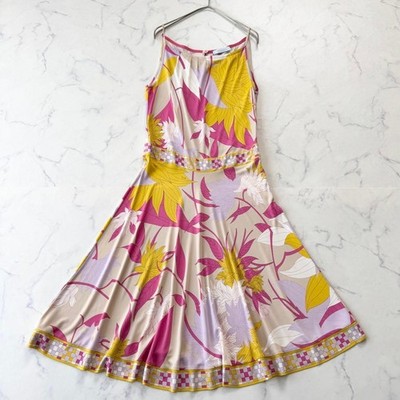 EMILIO PUCCI Camisole Dress Flared Stretch Side Zip Knee Length Made in Italy