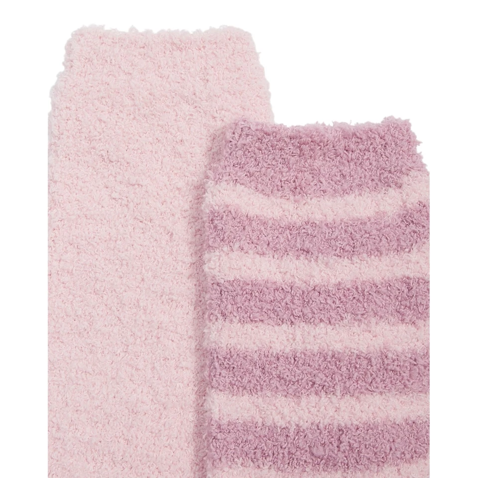 CHARTER CLUB Women's 2-Pack Fuzzy Butter Socks One Size Pink Purple Striped - Image 4 of 4