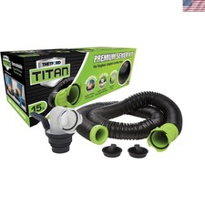 Kit de manguera de alcantarillado Titan 15' RV - Solución de eliminación de residuos duradera y a prueba de fugas