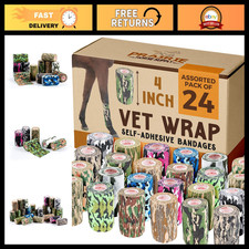 24 Pack Self-Adhesive Vet Wrap - Elastic Cohesive Bandage for Pets  Sports 4"x5