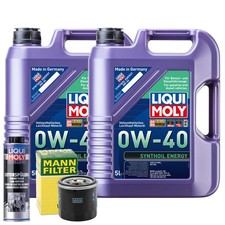 Motoröl 0W40 LIQUI MOLY Synthoil Energy 10L +MANN Ölfilter +Spülung
