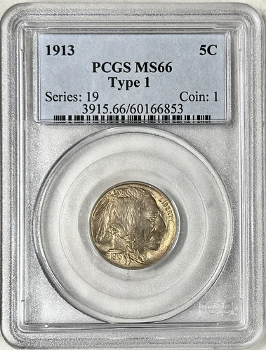 1913 BUFFALO NICKEL TYPE 1 PCGS MS66