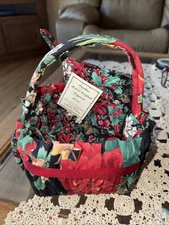 Christmas Gift Handmade Basket With Potholder Decorative Bows NEW