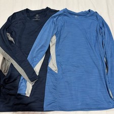 Lot Of 2 Hang Ten Mens Long Sleeve Rash Guard Swim Shirt XL Blue Gray UV Protect