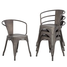 Metal Dining Chairs Set of 4 Stackable