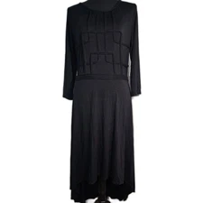 Studio M Black Embellished Hi Low Dress w 3/4 Sleeves sz M