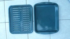 Broiler Rack Pan 2 Piece, Enamel Grill 16" x 12 1/2" Broiling Pan Oven Broil