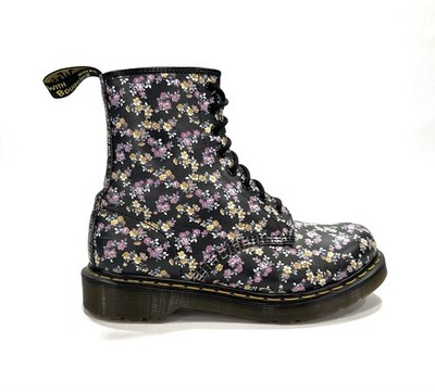 Dr Doc Martens Boots Women Size 8 Floral Meadow Black Pink Leather 11821 Vintage