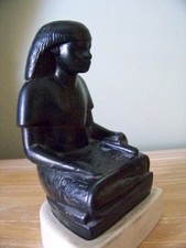 Egyptian Pharoah King Tut  black figurine statuette with stone base