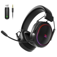 Wireless Gaming Headset for PS5 PS4, Bluetooth 2.4GHz Headphones with Noise C...