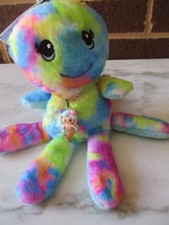 Build-A-Bear Mini Beans Rainbow Octopus 7 " Plush Mermaid Charm Necklace