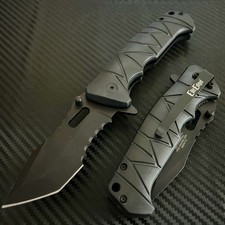 8 Black Military Tactical Combat Spring Assisted Open Blade Folding Pocket Knife