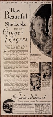 Max Factor Make Up 1935 Vintage Half Page Beauty Print Ad