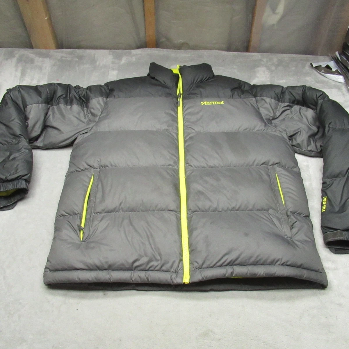 Marmot Down Jacket Mens Large Grey 700 Fill Insulated Winter Pack 