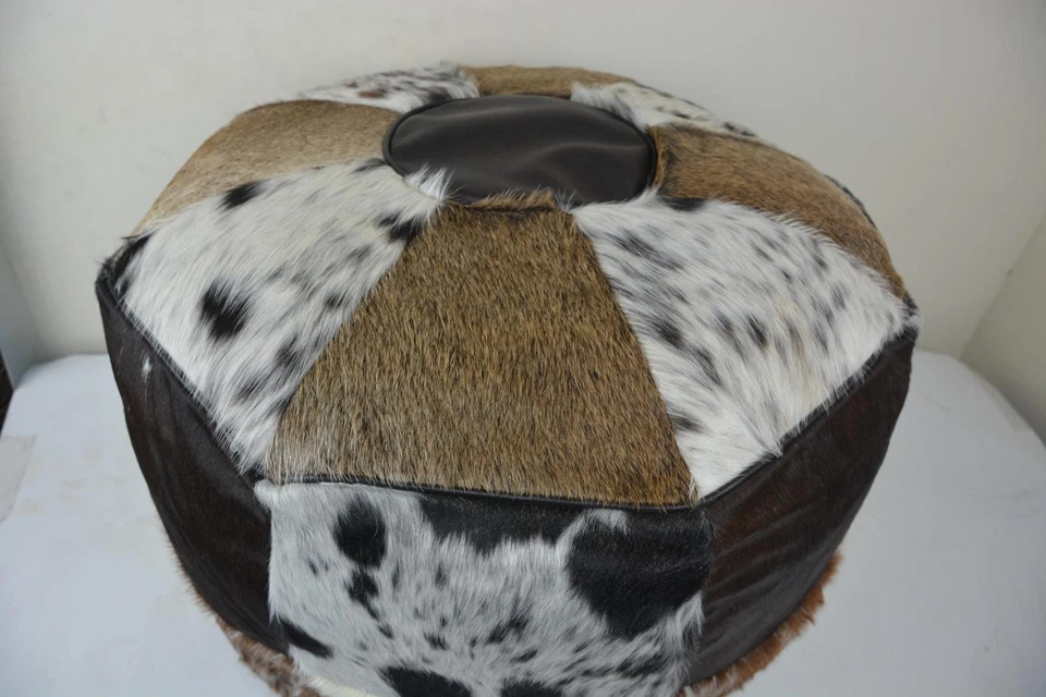 Табурет для ног из воловьей кожи — натуральная воловья кожа оттоманка - Изображение 2 из 3