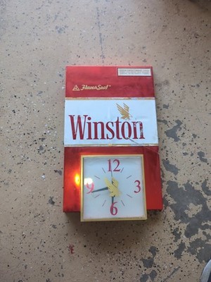 Vintage Winston Cigarettes Advertising Clock Plastic 