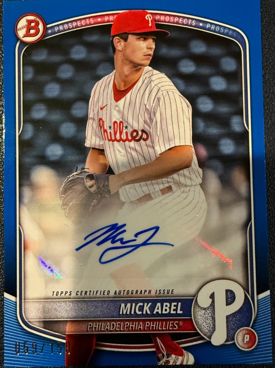 2025 Bowman - Paper Prospect Autographs Mick Abel #BPA-MA Blue /150 (AU,RC)